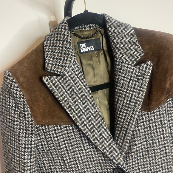 $795 The Kooples Suede Trim Wool Blend Long Coat NWT Size 34 - Picture 10 of 14